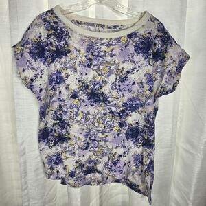 Anthropologie Floral Print Short Sleeve Top Size Small